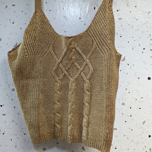 Kika Vargas Tank 2X Gold Cable Knit Tank - Picture 3 of 11